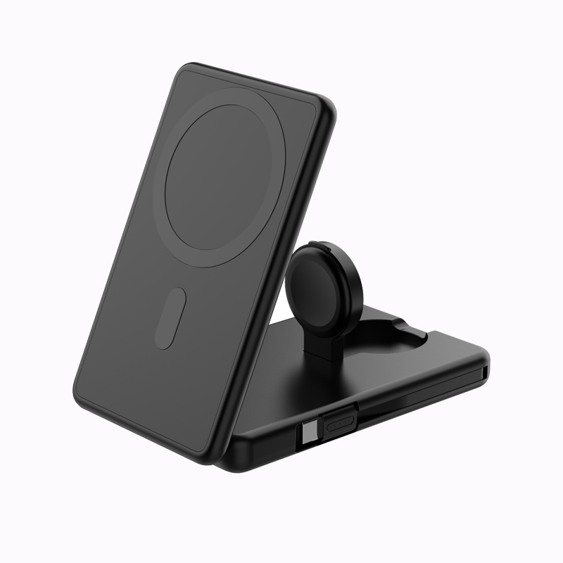 2-IN-1 Foldable 5000mAh Magnetic Power Bank with Wireless Charger W19